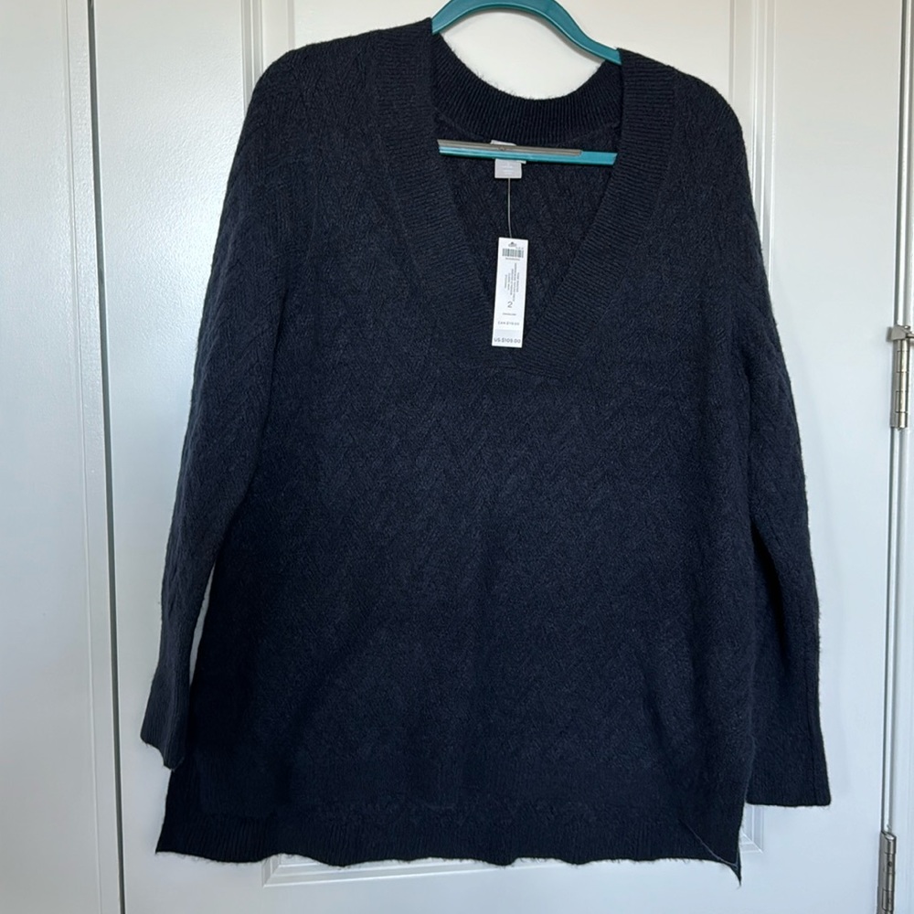 NWT- Chico’s Navy V Neck Sweater